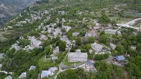 aerial view of a mountain village in greece