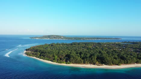 Aerial,-Gilli-Islands-And-Coral-Reefs-Atoll-In-The-Ocean,-tropical-summer-vacation-background