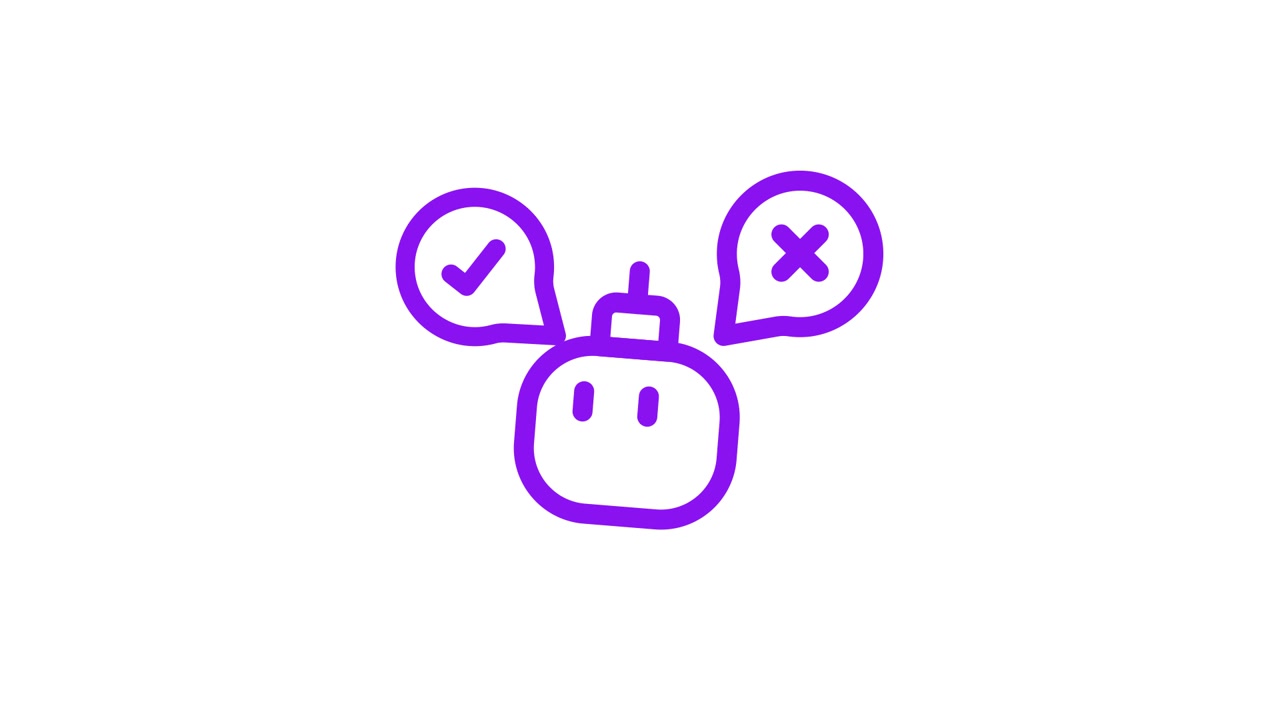 Robot Head Icon with Checkmark and Cross for Decision Making