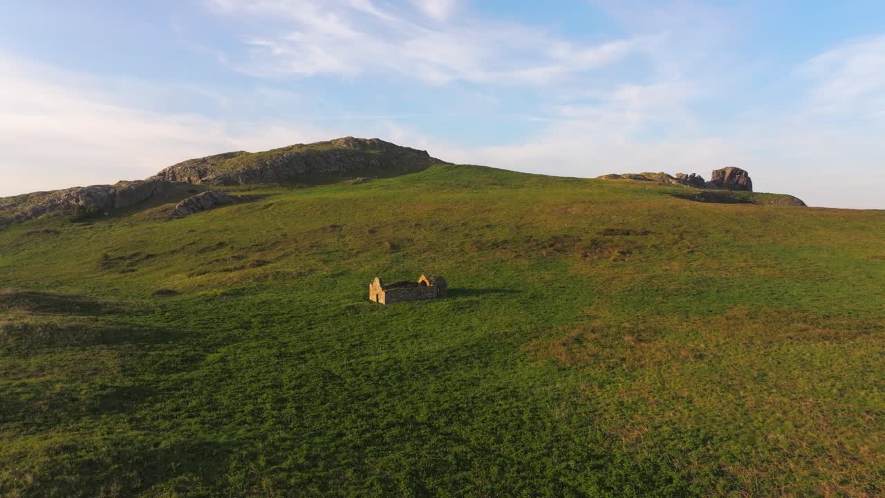 Ruins of a house Aerial in Ireland’s Eye - 4K Cinematic Drone Footage 05.21