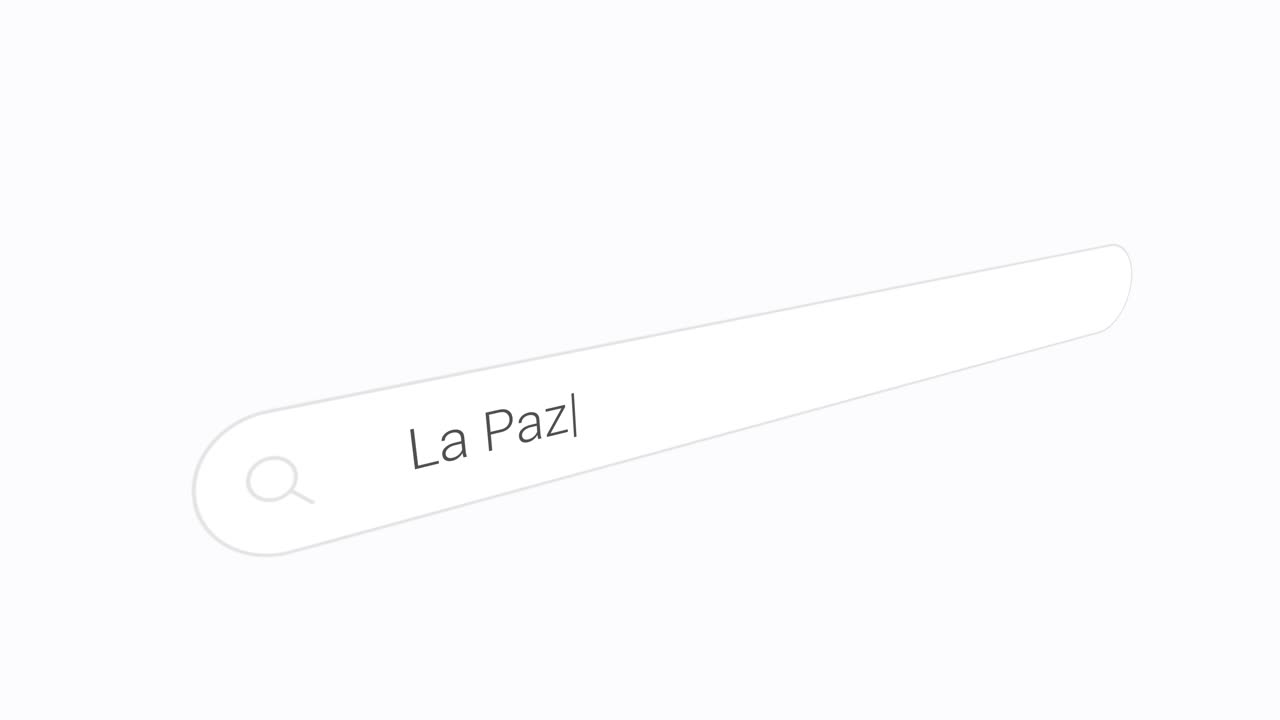 Typing La Paz, Mexico In The Search Engine Bar. Close-up Shot
