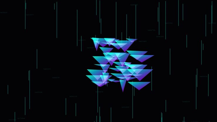 Abstract Digital Animation of Floating Geometric Triangles and Data Lines