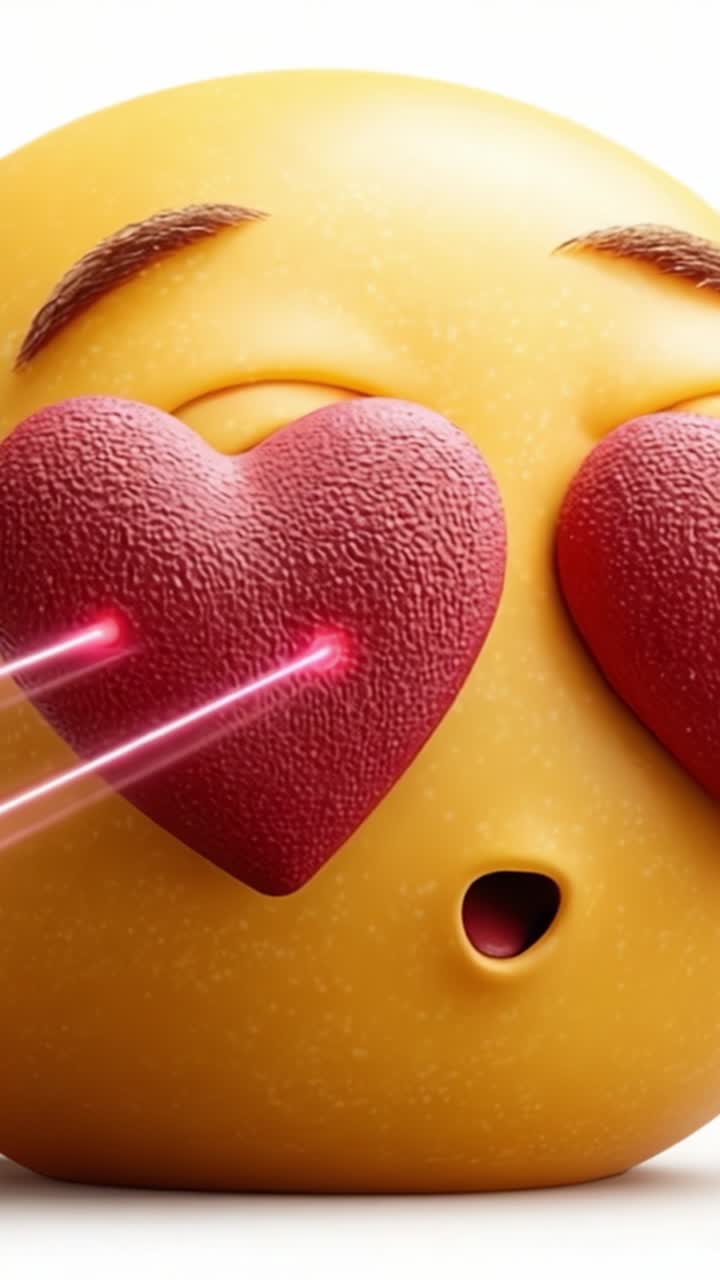 A joyful emoticon displaying love with heart-shaped eyes and glowing laser beams, capturing the essence of affection and excitement in a playful manner