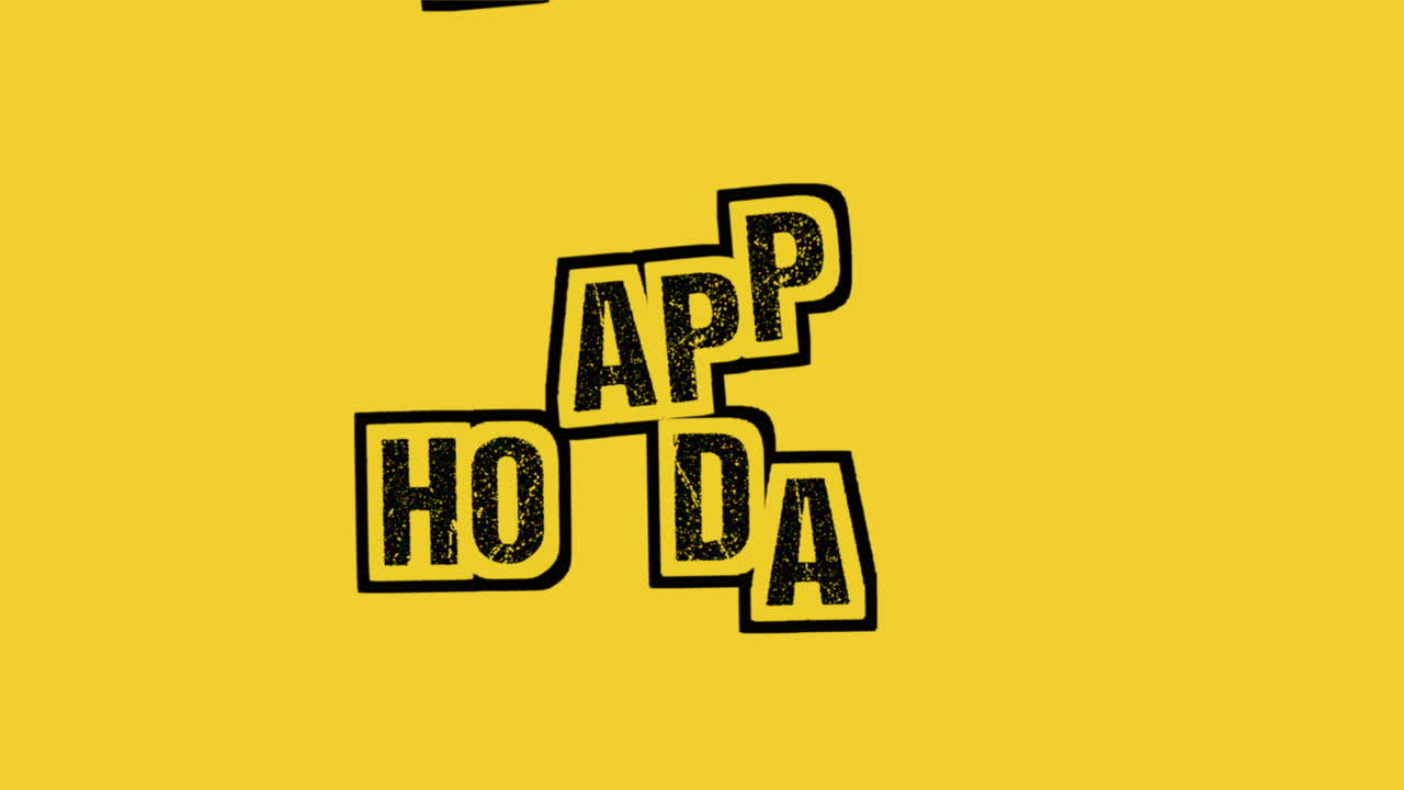 felices fiestas en textura grunge amarilla con ruido