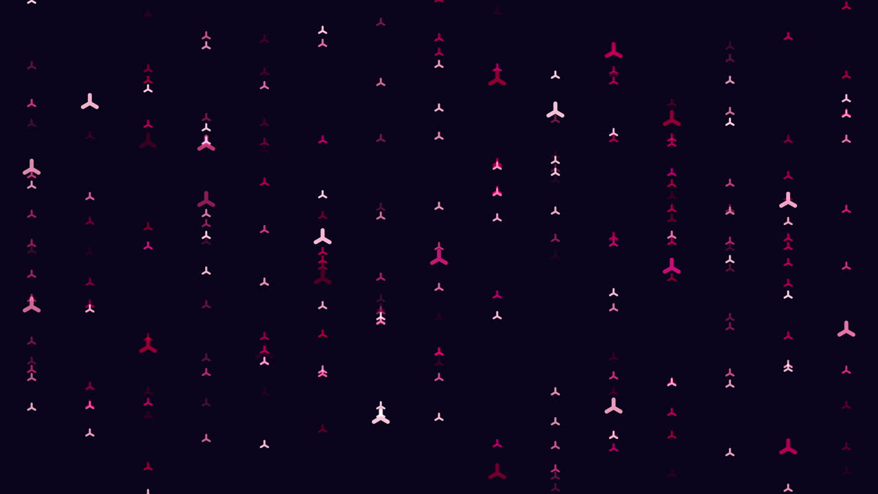 Animated pattern of glowing human icons scattered across a dark background, forming a digital network concept for social media, community, data connections, and technology