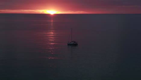 great aerial view flight sailing boat cloudy sunset at island koh kood thailand 2022