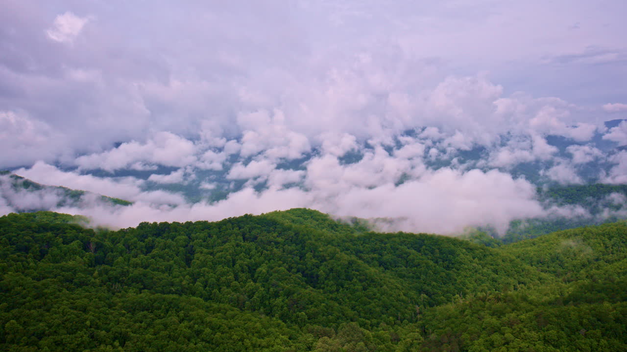Flying over the Great Smoky Mountains in cinematic style.