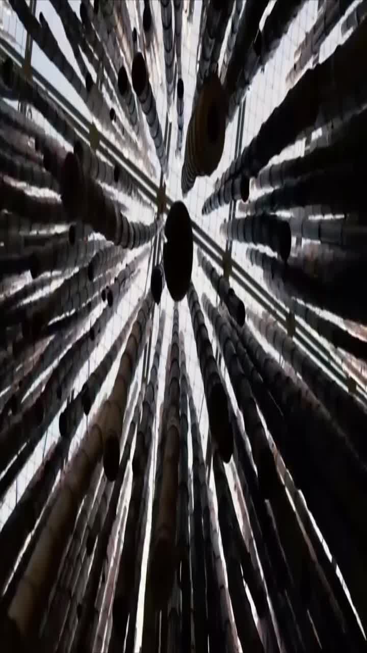 Low Angle View of Swaying Bamboo Art Installation