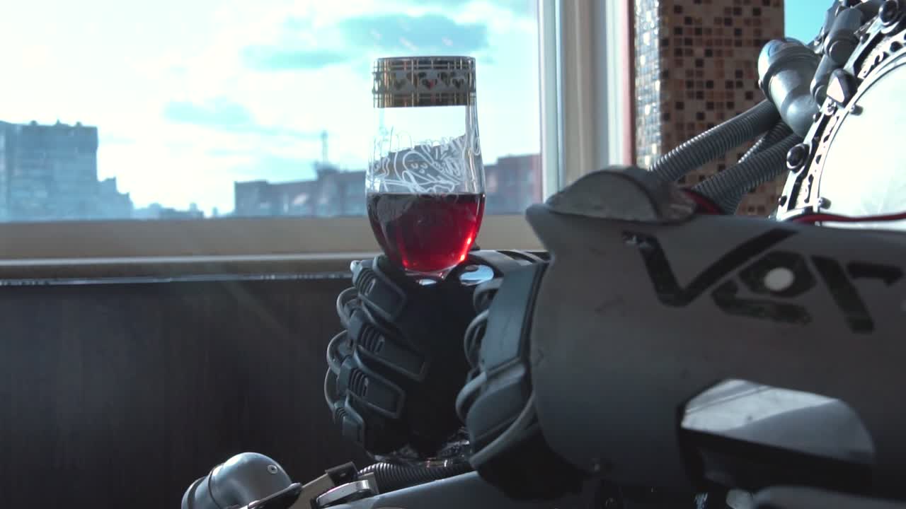 로이 도시 전망으로 술을 즐기고 있다