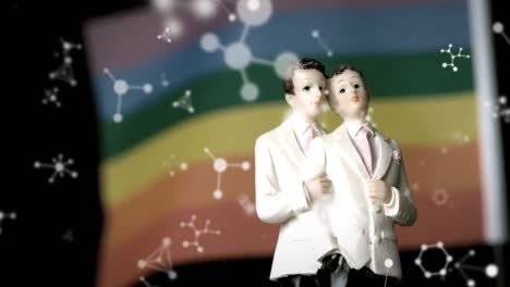 animation of wedding figurine over colorful background