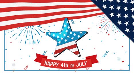 animated celebration of independence day with stars, stripes, and fireworks in red, white, and blue colors