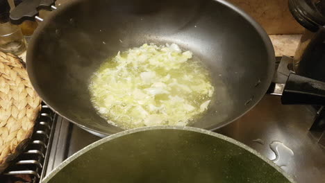 cooking peas and the onions