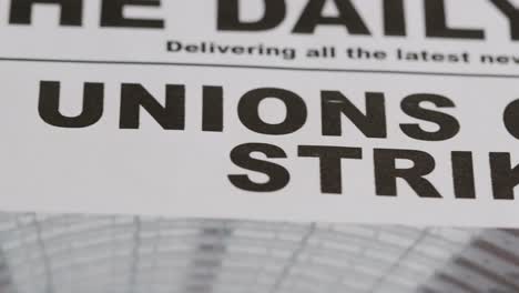 newspaper headlines discussing strike action in trade union dispute 1