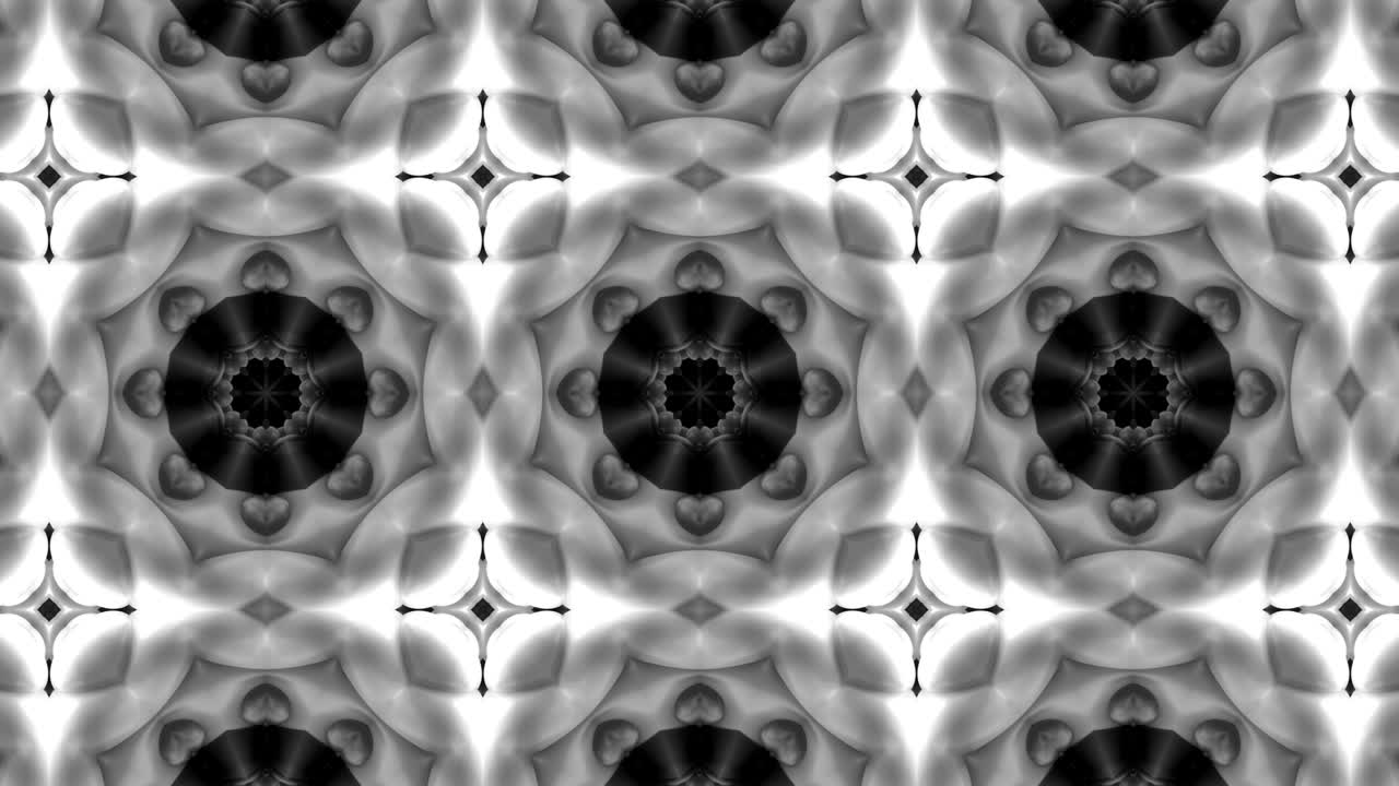 3d Looped Abstract ornate decorative background. Hypnotic kaleidoscope.