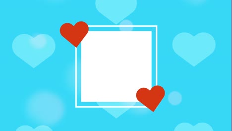 feliz tarjeta de día de san valentín con corazones en un marco cuadrado