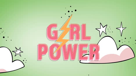 animation of text girls power , over night sky