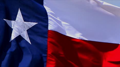 the texas flag waving steadily in a fall texas breeze