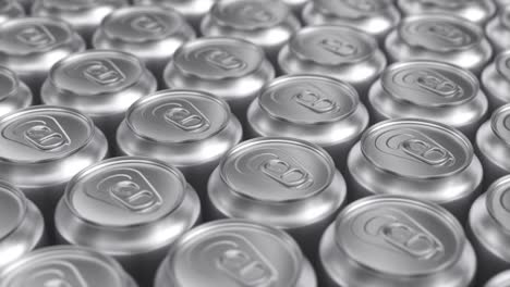 many aluminum metal soda cans. 3d animation render, infinite loop