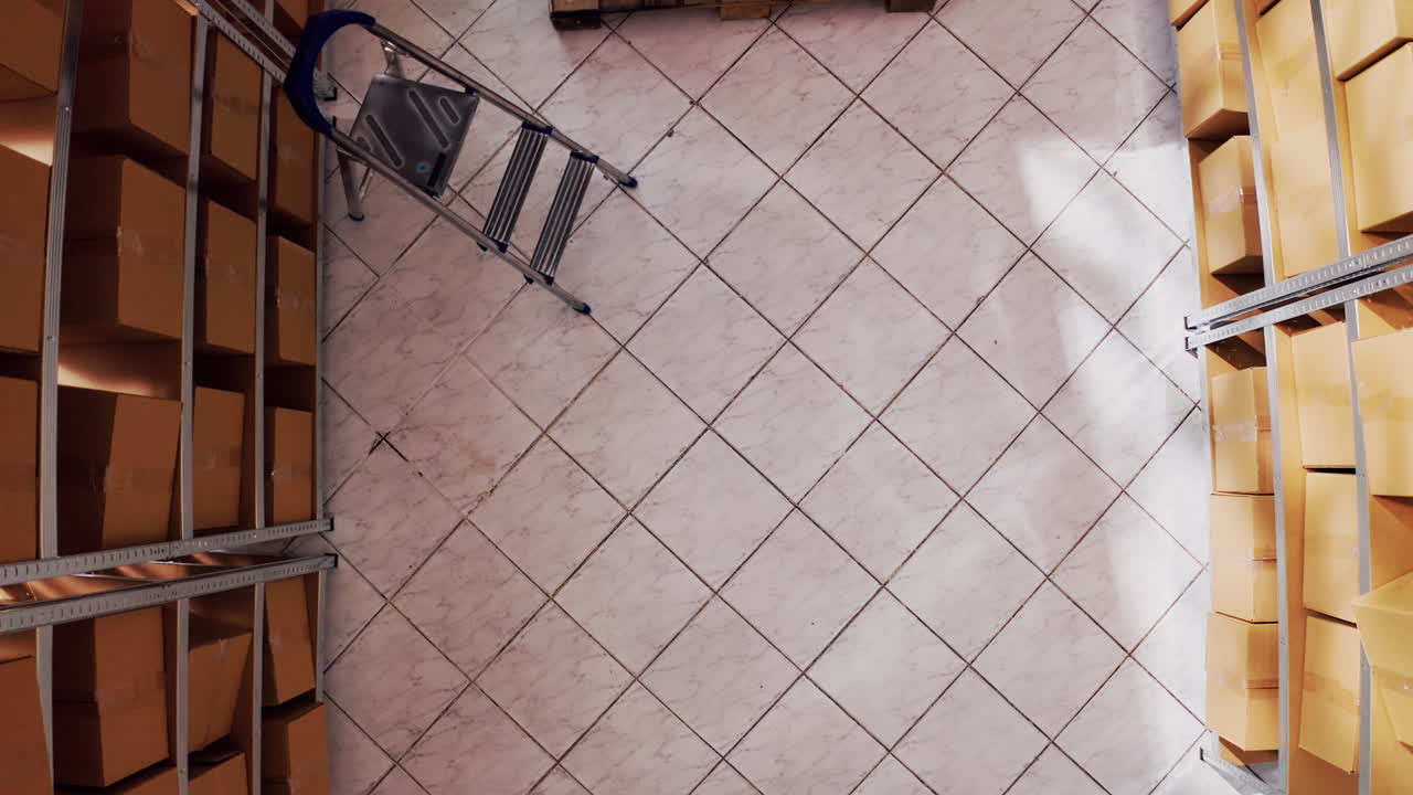 Warehouse with boxes and ladder