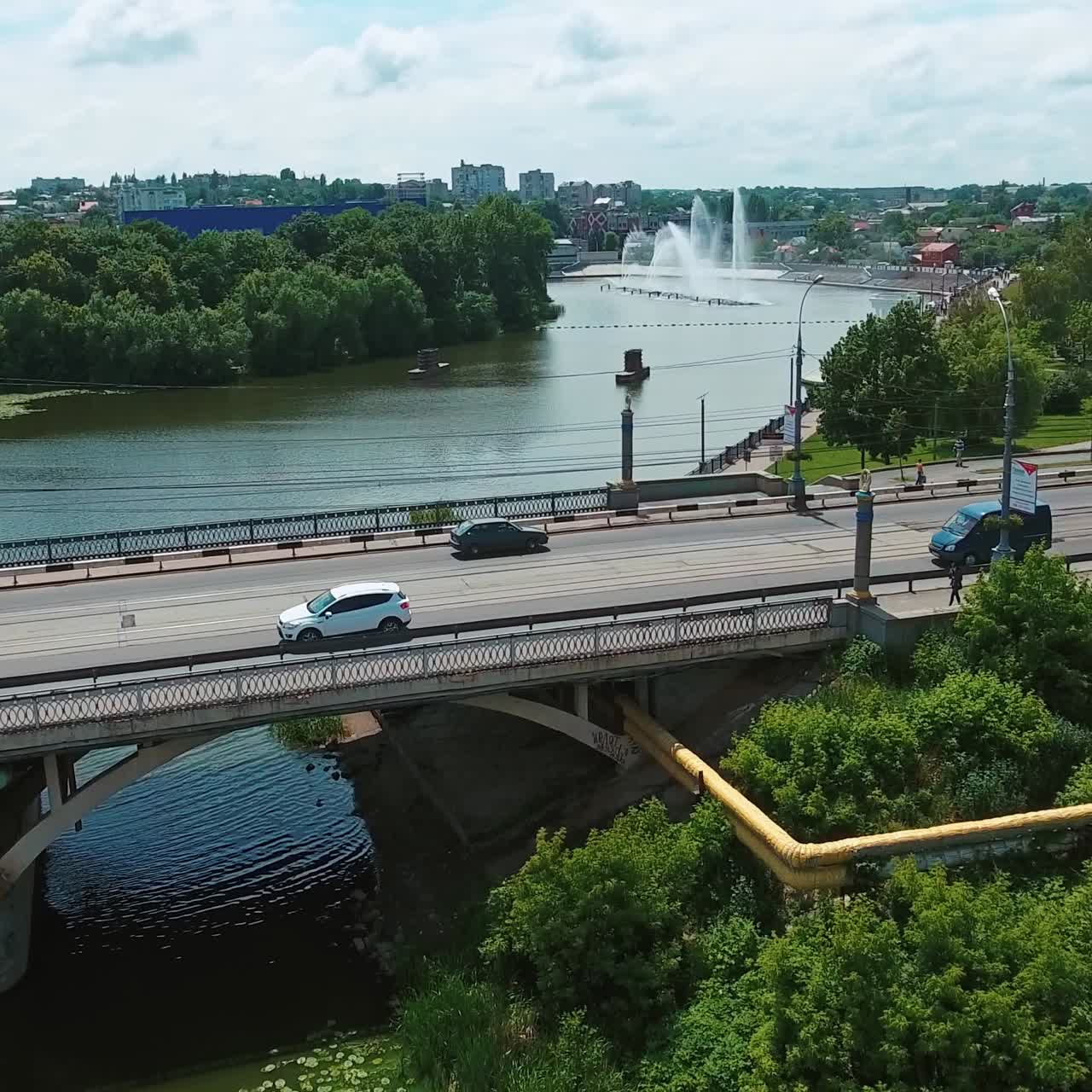 Aerial view of city river