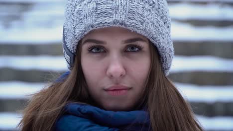 young woman in winter clothes