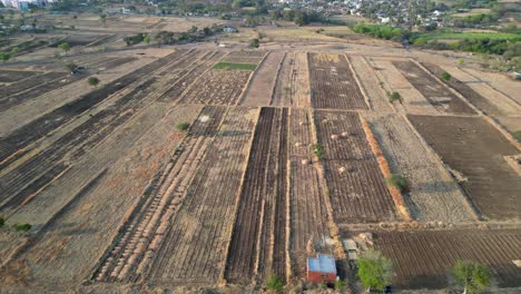 Campo-De-Cultivos-Vacío-Cerca-Del-Templo-Yamai-En-Vista-De-Drone-Aundh