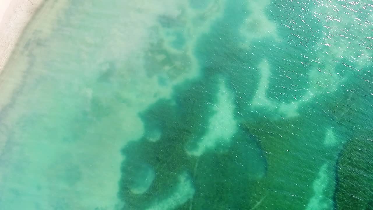 Cenital aerial shot of Combate Beach in Cabo Rojo Puerto Rico before hurricane Maria.