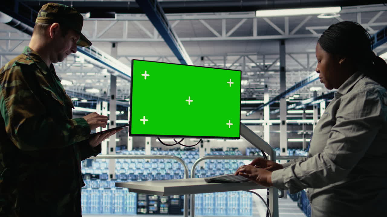 Server Room Army Experts Deploy Ai Tech On Green Screen Pc