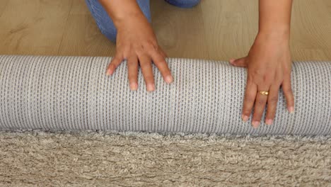 rolling up carpet