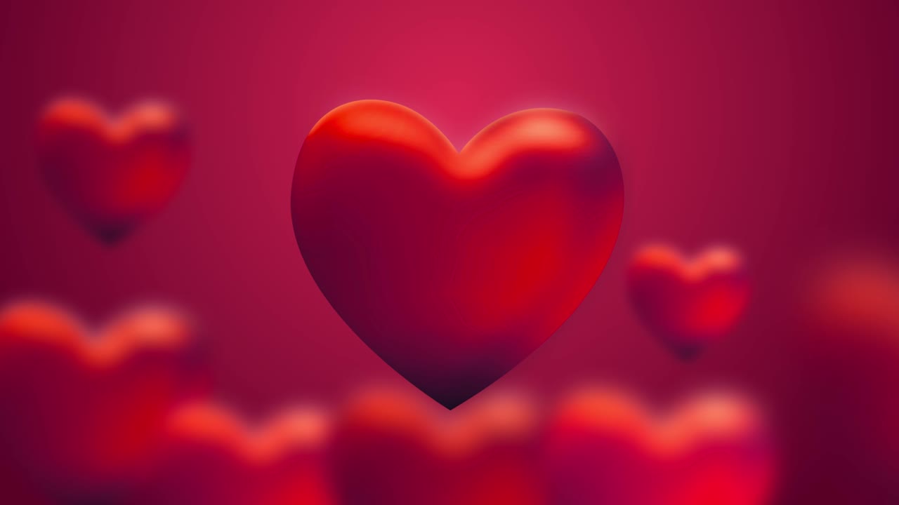 Sfondo animato in loop continuo con cuori rosa e rossi per San Valentino. Cuori d'amore per auguri.