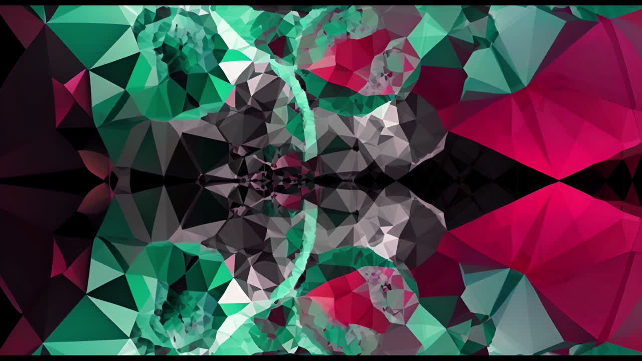Animation of green and red shapes moving on black background