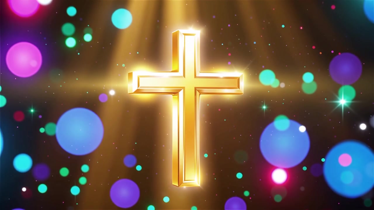 Christliches Kreuz, himmlisches Licht, Anbetungshintergrund.
