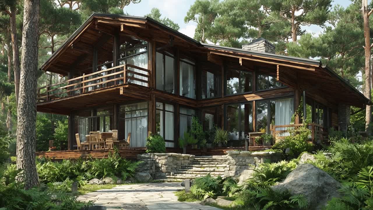 A Beautiful Modern Wooden House Nestled in a Lush Green Forest ...