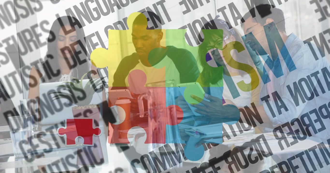 Tim Beragam Berkolaborasi di Kantor dengan Hamparan Kesadaran Autisme
