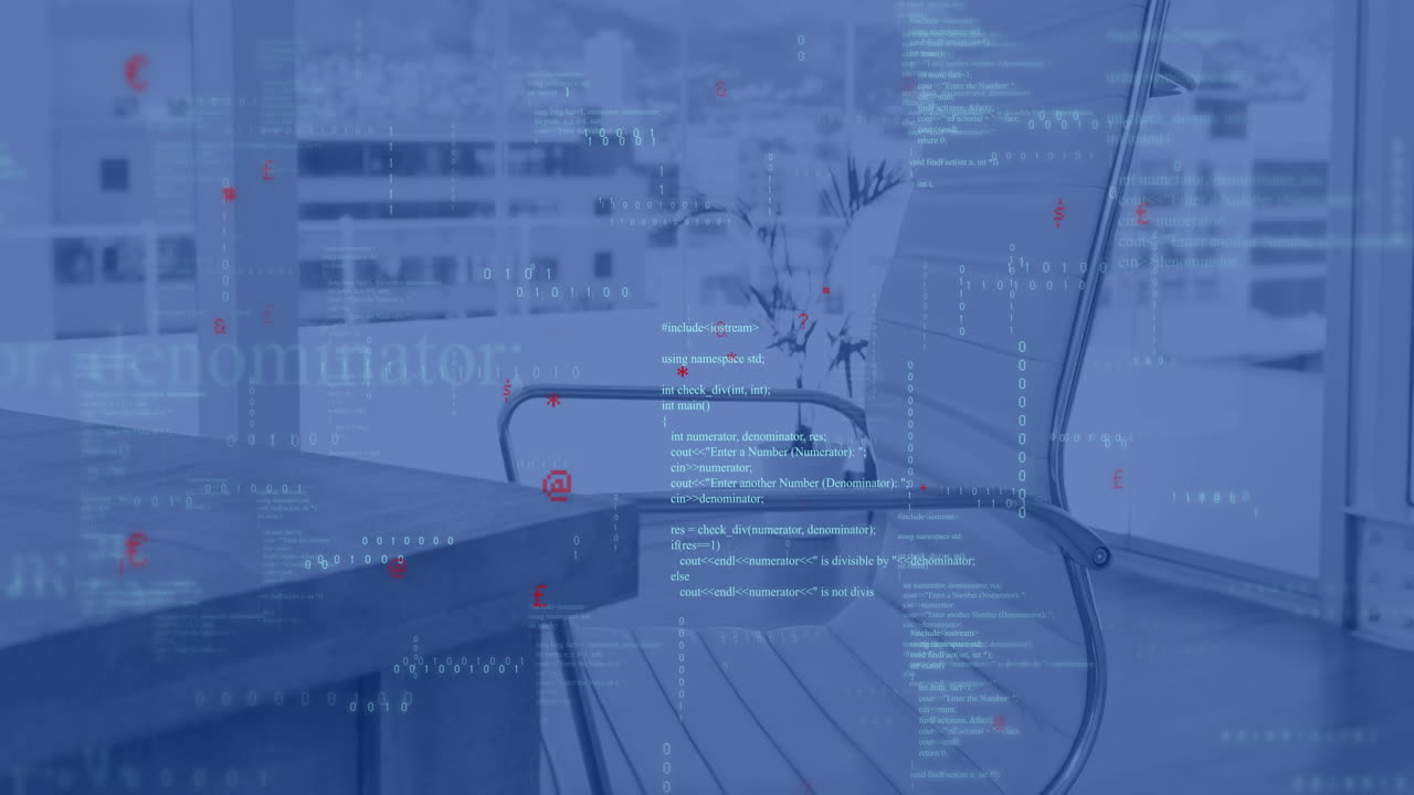 사무실의 작업 스테이션에서 데이터 처리의 애니메이션