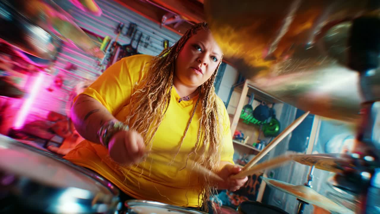 Dynamic Drummer in Action: A Powerful Display of Rhythm and Energy Captured in Two Frames, Showcasing the Intensity and Passion of Live Performance in a Vibrant Setting