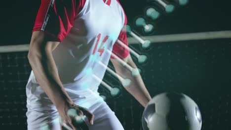 animation of dna strand over football player on stadium