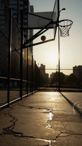 basketball court at sunset