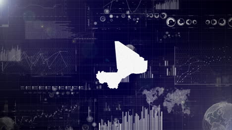 fondo corporativo del país de mali con elementos abstractos de gráficos de análisis de datos que muestran el análisis de datos video tecnológico con globo, crecimiento, gráficos, datos estadísticos del país de malí