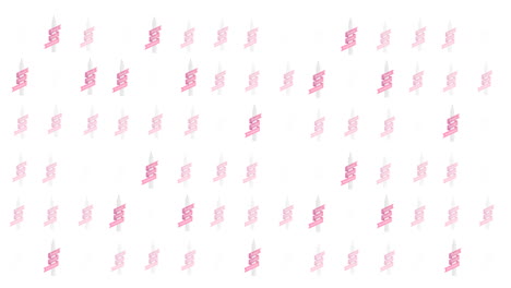 animación de varios logotipos de cinta rosa sobre fondo blanco