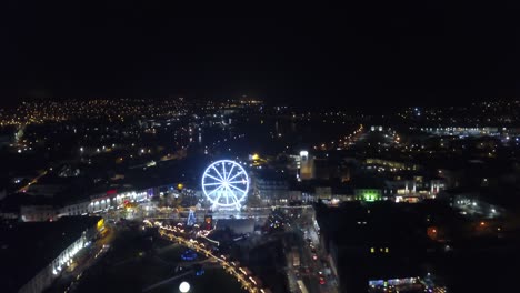 drone of christmas market in galway city in 4k