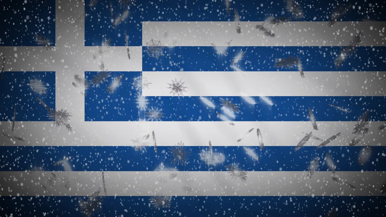 그리스의 발이 눈을 고, 새해와 크리스마스 배경, 루프