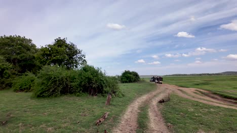 jeep safari through the lush landscapes of kaudulla national park, sri lanka, showcasing open skies and vibrant greenery.