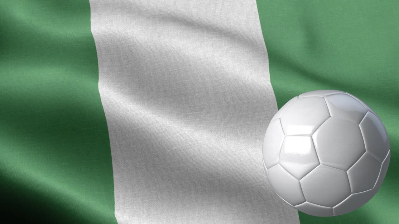 bandera de nigeria y pelota de fútbol - bandera de nigeria alto detalle - bandera nacional de nigeria patrón de ondas elementos en bucle