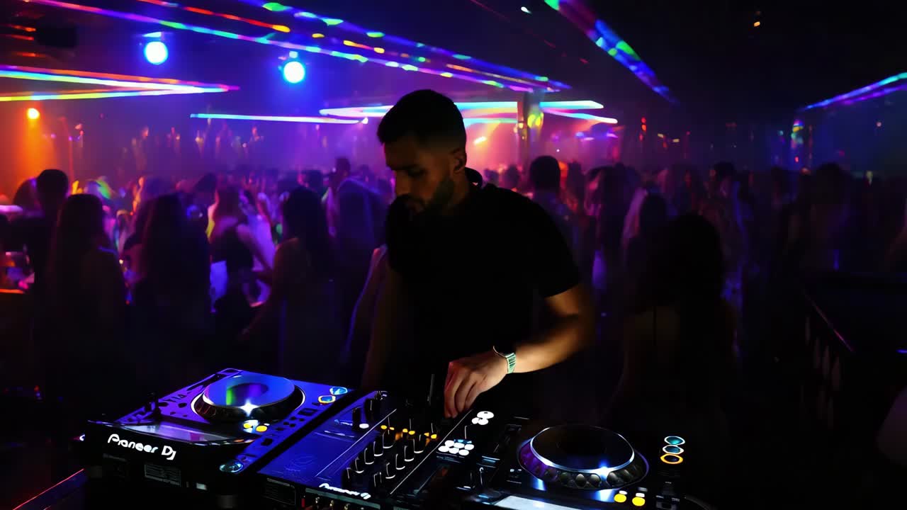 dj actuando en un club nocturno