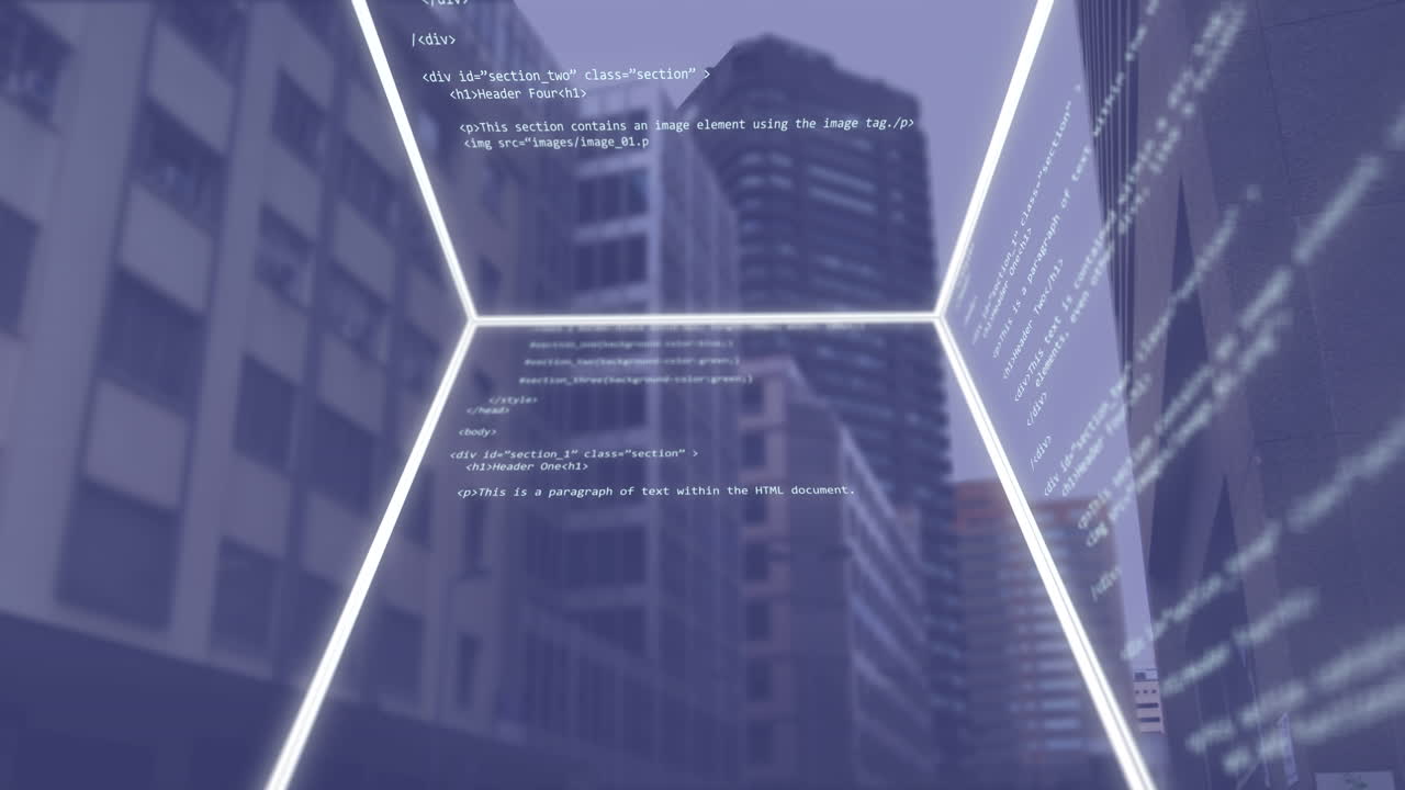 animación del procesamiento de datos sobre el paisaje urbano