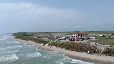 Beachfront-Casa-Hotel-At-Vama-Veche-Beach-On-The-Black-Sea-Coast-In-Constanta,-Romania