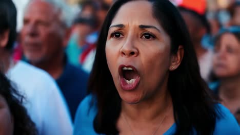 mujer hablando en una protesta