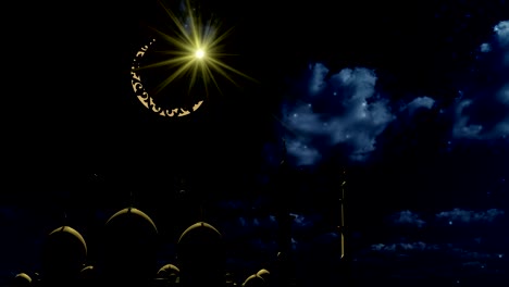 the symbol of islam, the moon and the star. ramadan celebration. 3d illustration