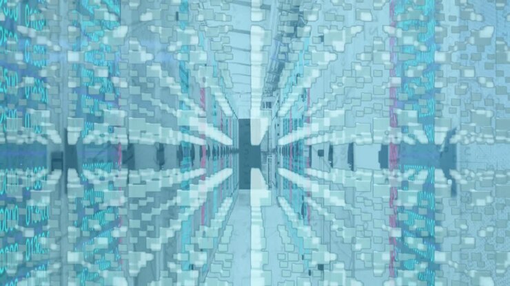 Animation of folders and digital padlock over servers